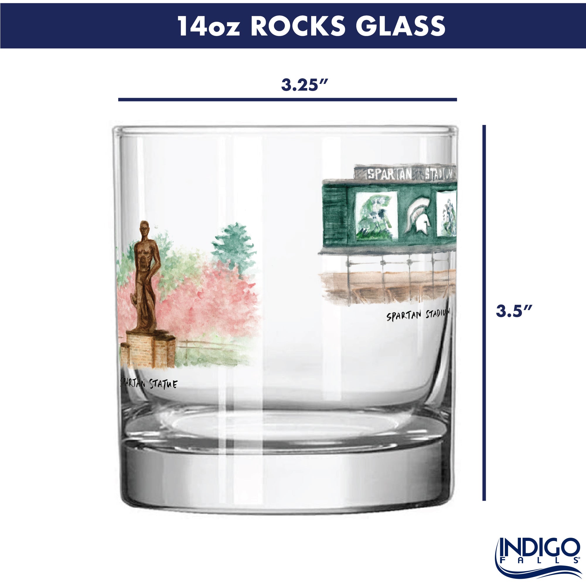 14oz Michigan State Spartans Laura Wilcox University Collection 2-Pack Glass Set
