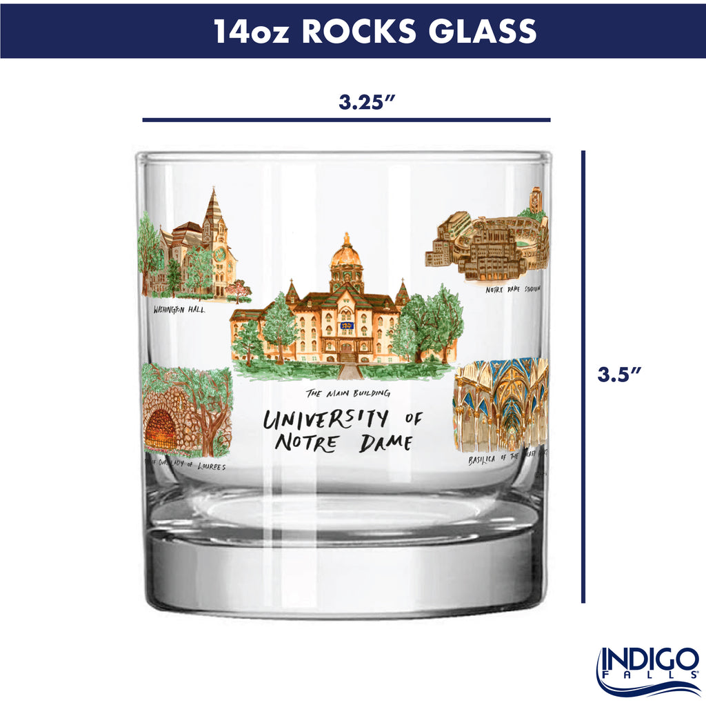 14oz Notre Dame Fighting Irish Laura Wilcox University Collection 2-Pack Glass Set