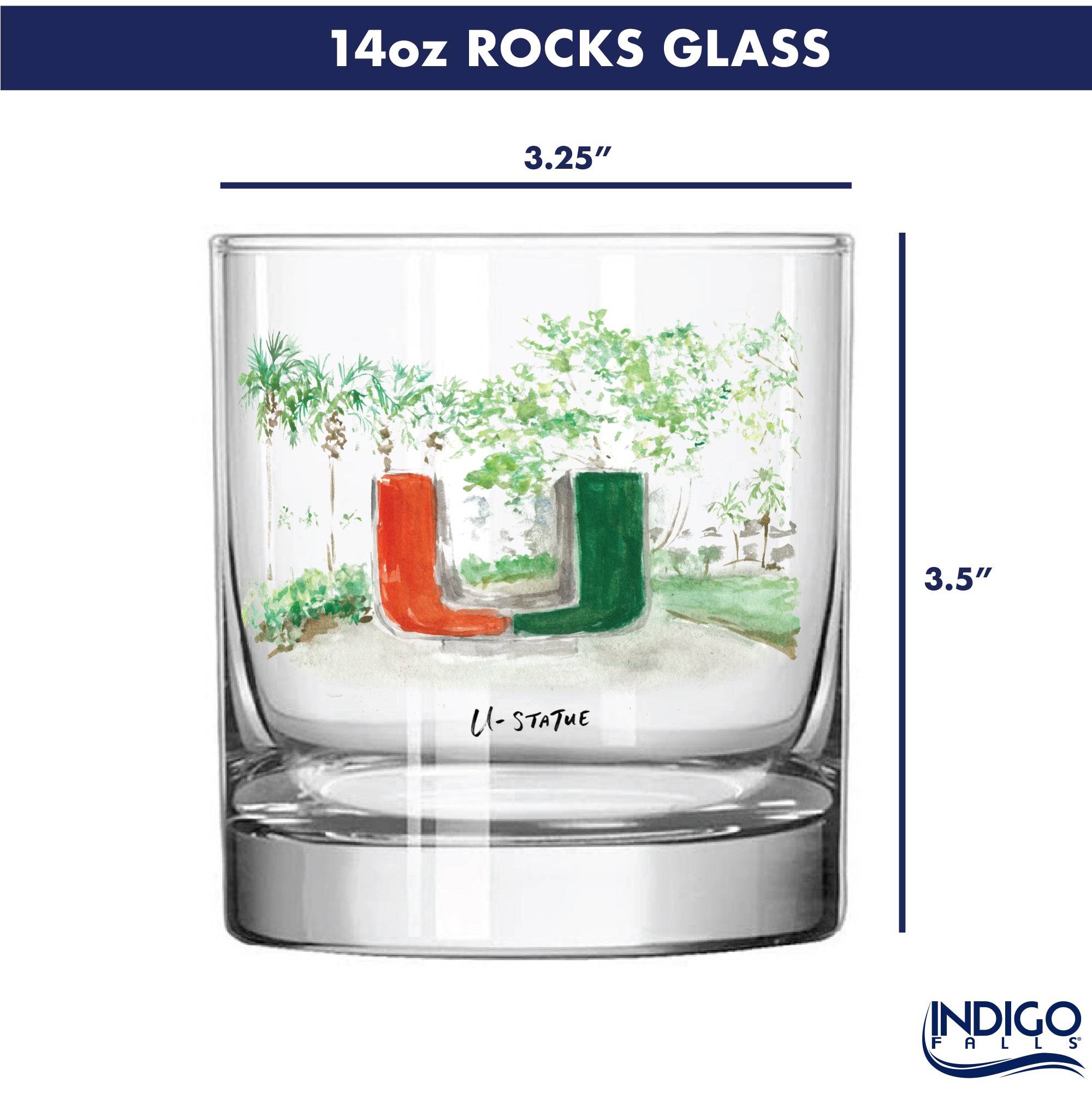14oz Miami Hurricanes Laura Wilcox University Collection 2-Pack Glass Set