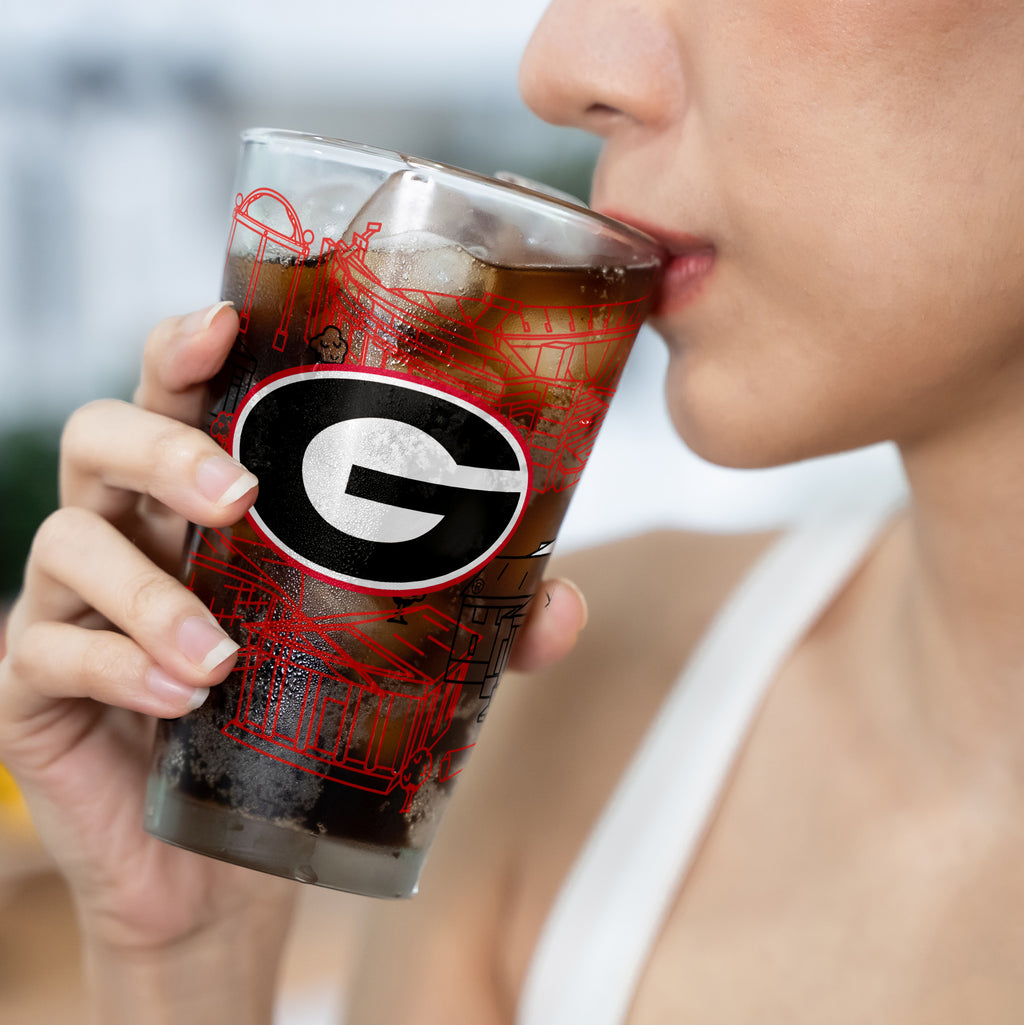 Set of 2 Georgia Bulldogs Campus Line Art 16oz Pints