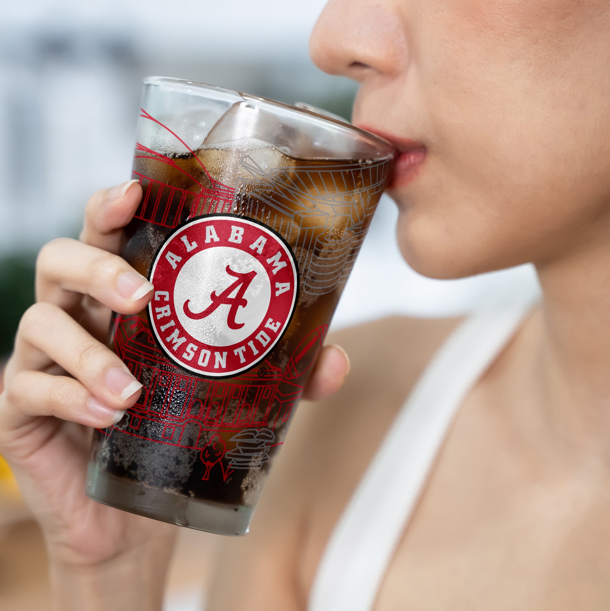 Set of 2 Alabama Crimson Tide Campus Line Art 16oz Pints