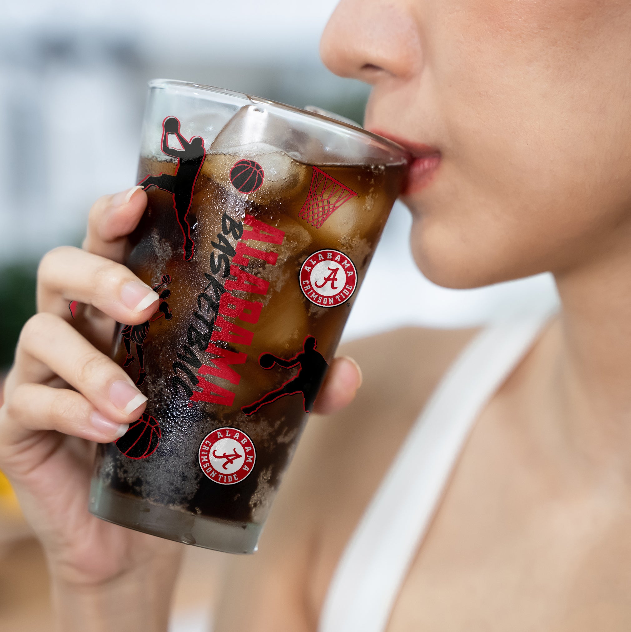 Set of 2 Alabama Crimson Tide Basketball Sketch 16oz Pints