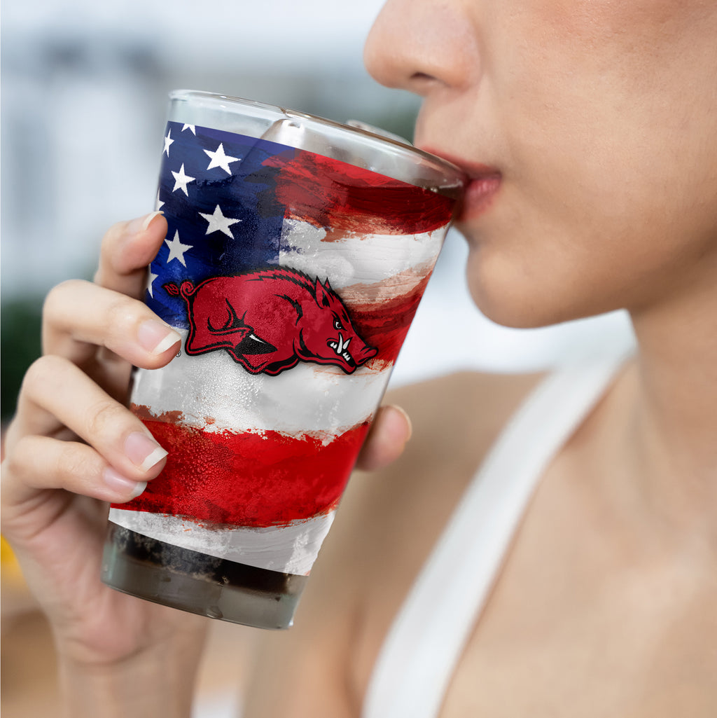 Set of 2 Arkansas Razorbacks 16oz Americana Pints