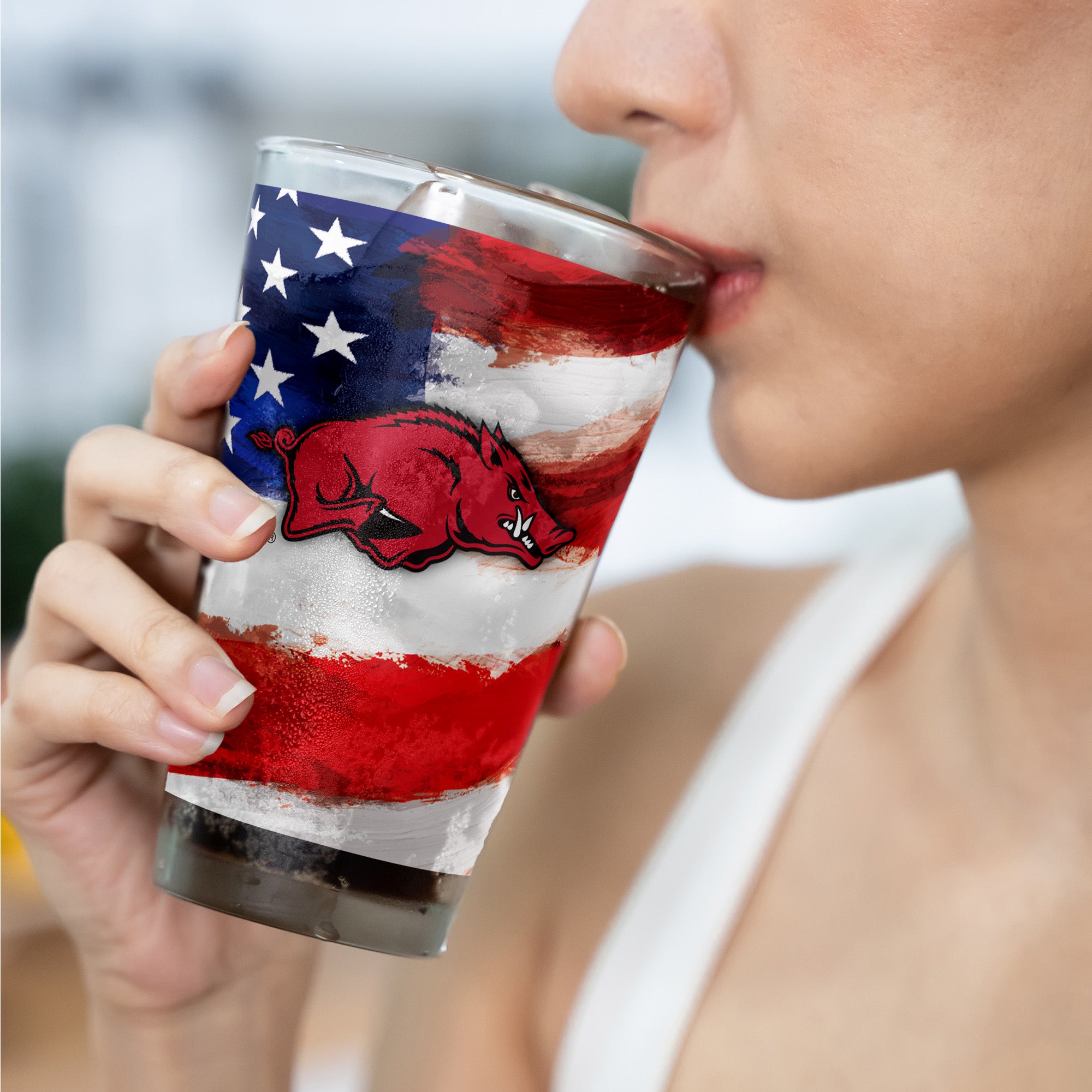 Set of 2 Arkansas Razorbacks 16oz Americana Pints