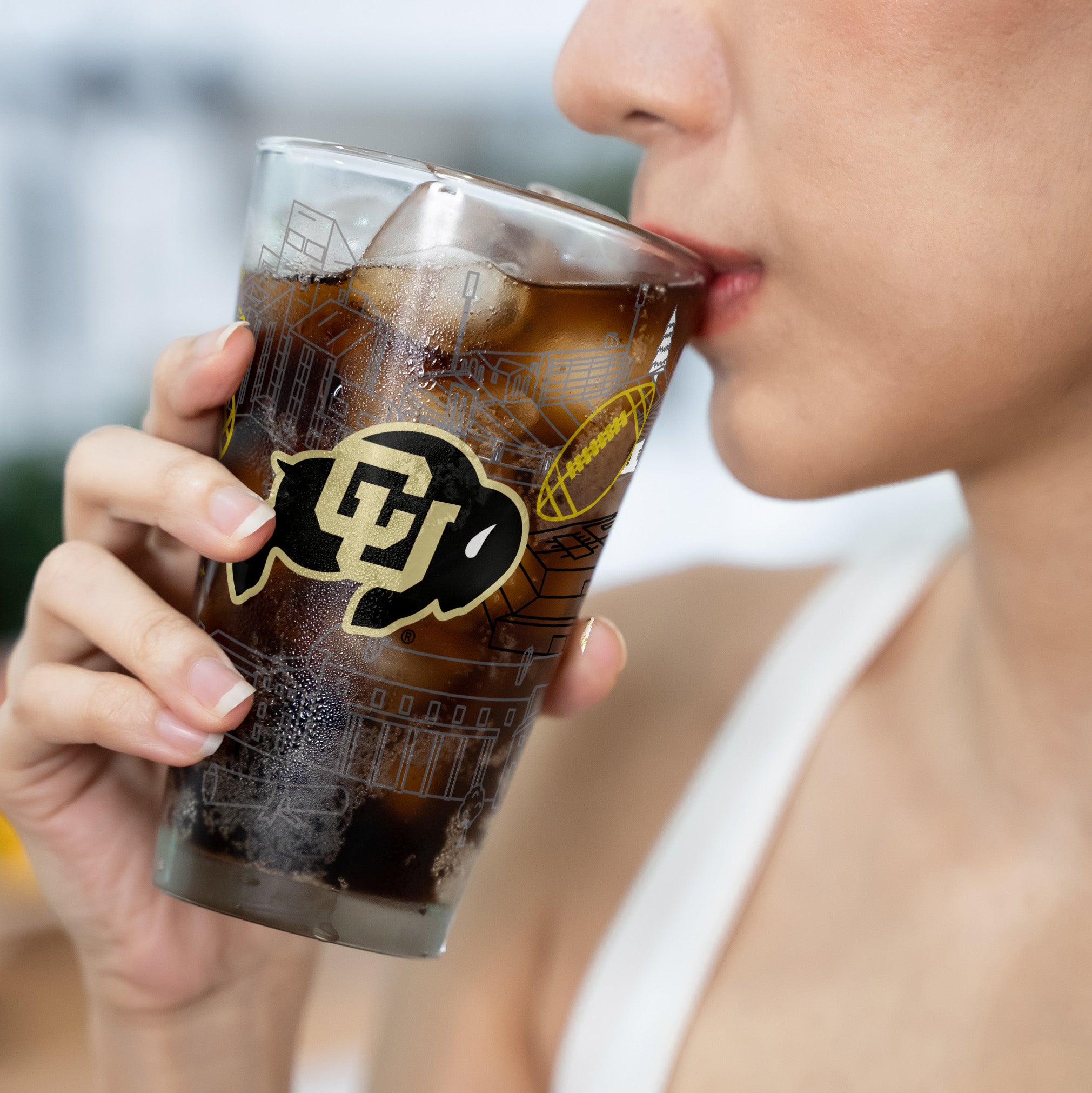 Set of 2 Colorado Buffaloes Campus Line Art 16oz Pints