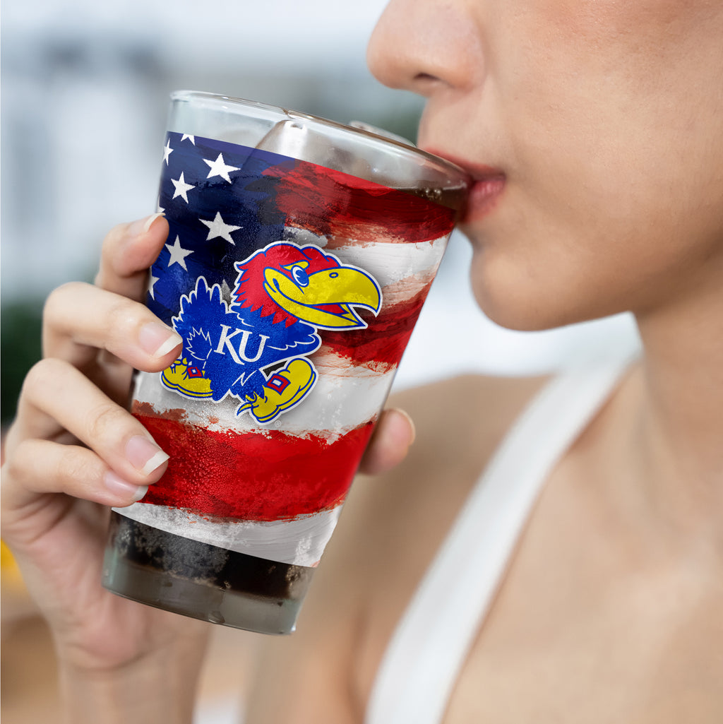 Set of 2 Kansas Jayhawks 16oz Americana Pints
