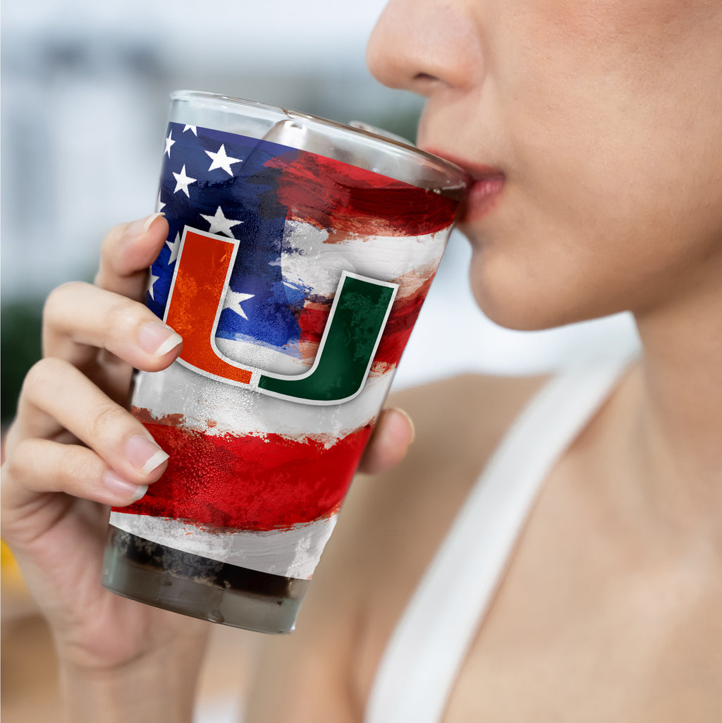 Set of 2 Miami Hurricanes 16oz Americana Pints
