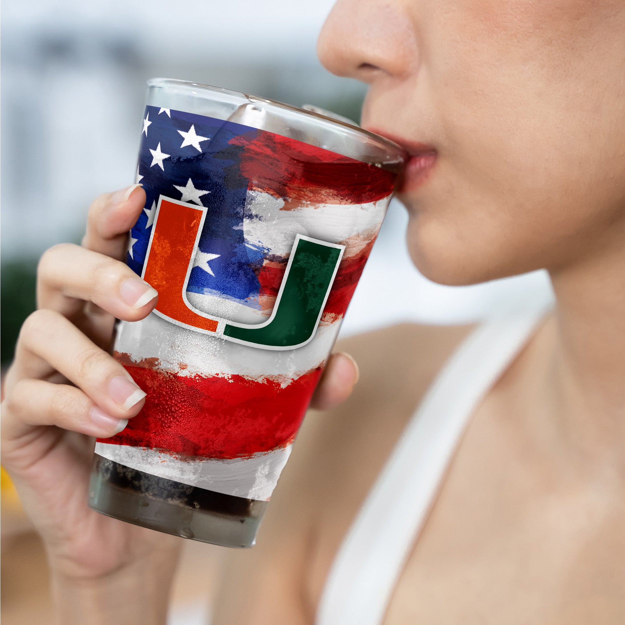 Set of 2 Miami Hurricanes 16oz Americana Pints