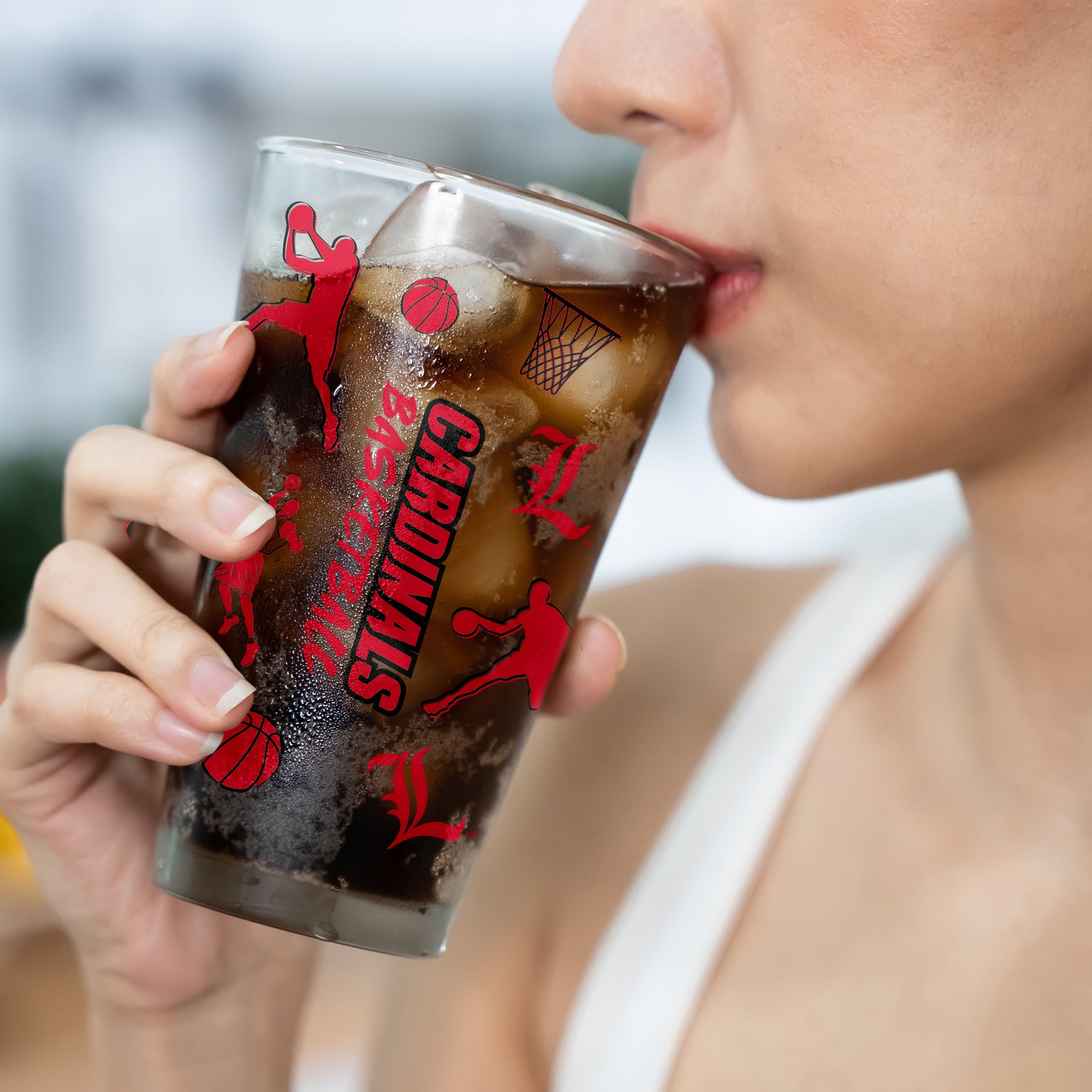 Set of 2 Louisville Cardinals Basketball Sketch 16oz Pints