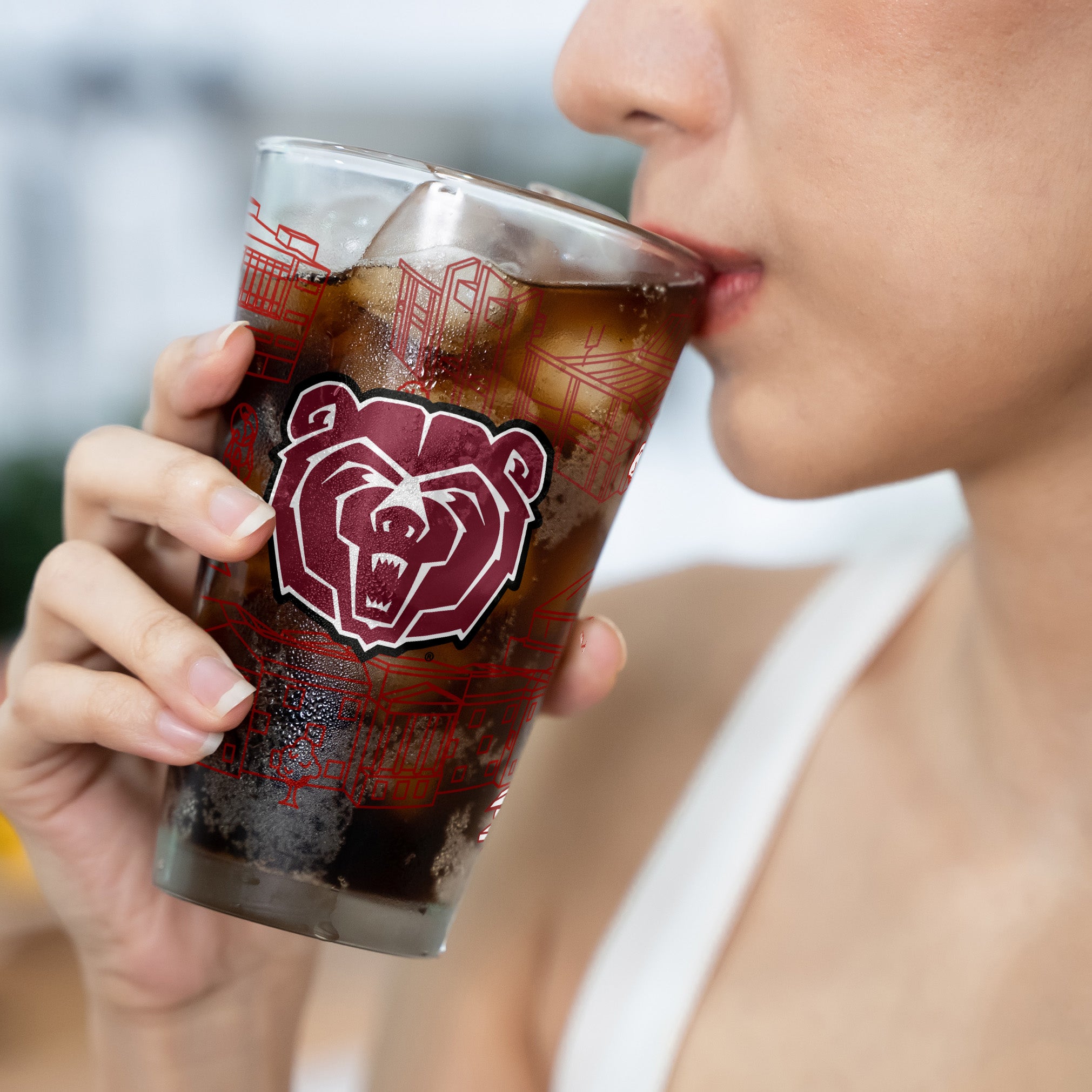 Set of 2 Missouri State Bears Campus Line Art 16oz Pints