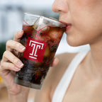 Set of 2 Temple Owls Campus Line Art 16oz Pints