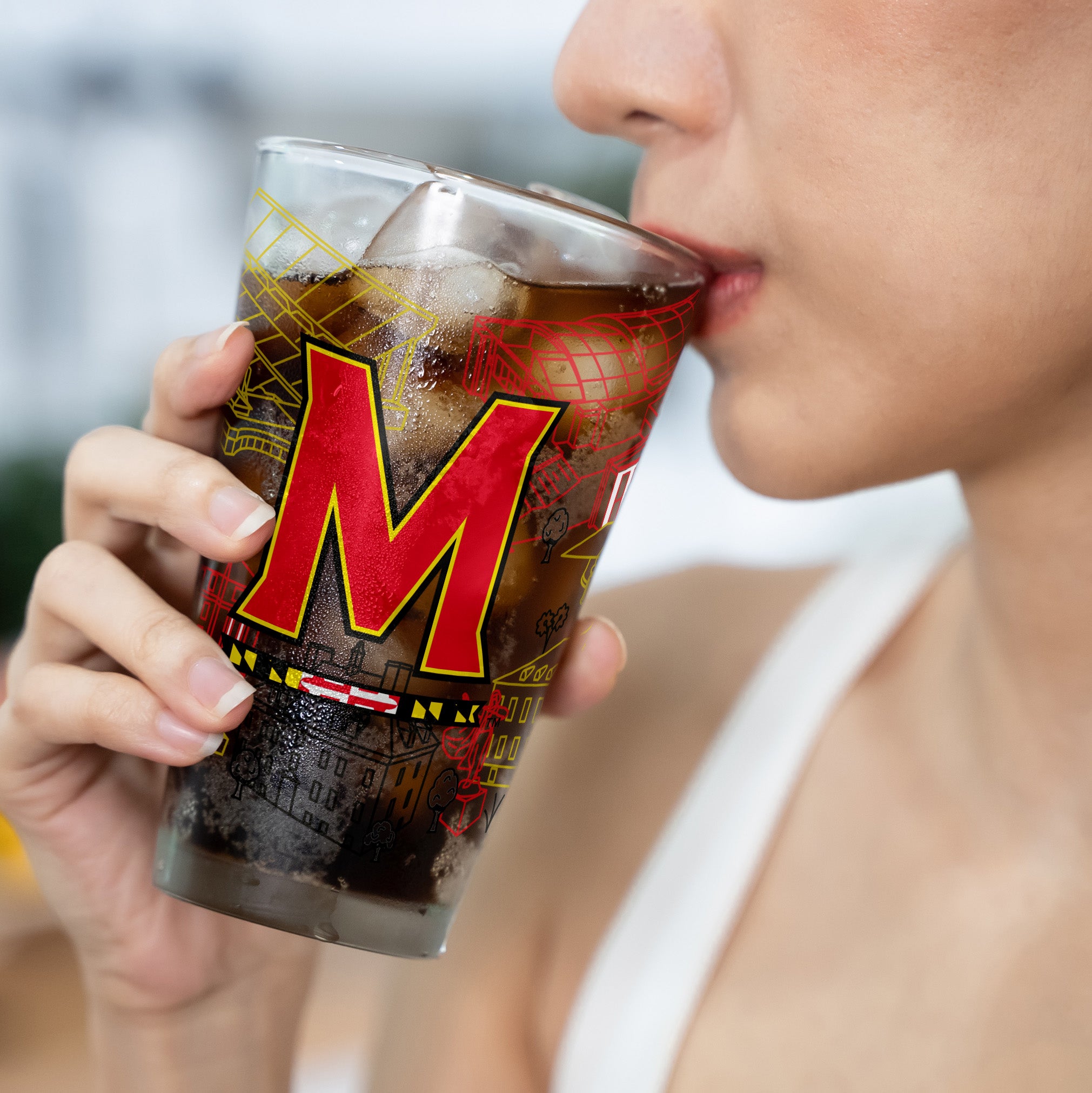 Set of 2 Maryland Terrapins Campus Line Art 16oz Pints