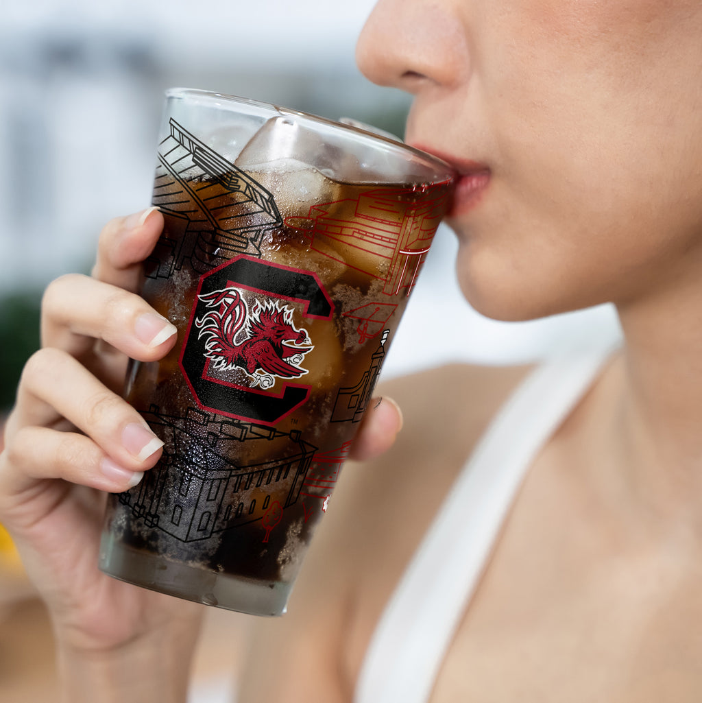 Set of 2 South Carolina Gamecocks Campus Line Art 16oz Pints