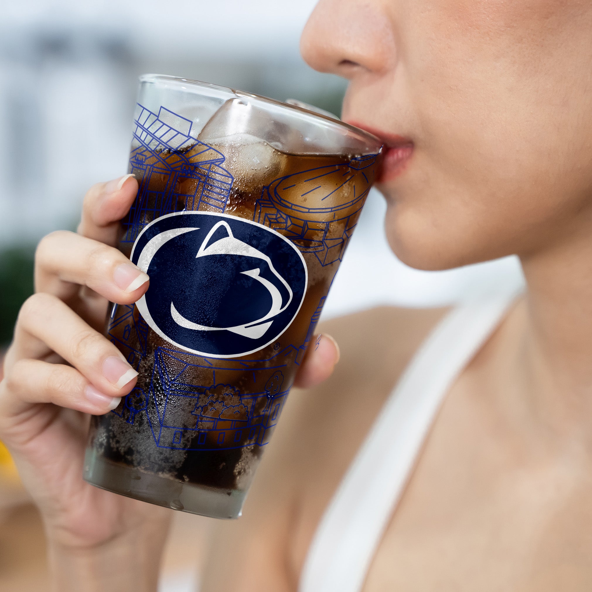 Set of 2 Penn State Nittany Lions Campus Line Art 16oz Pints