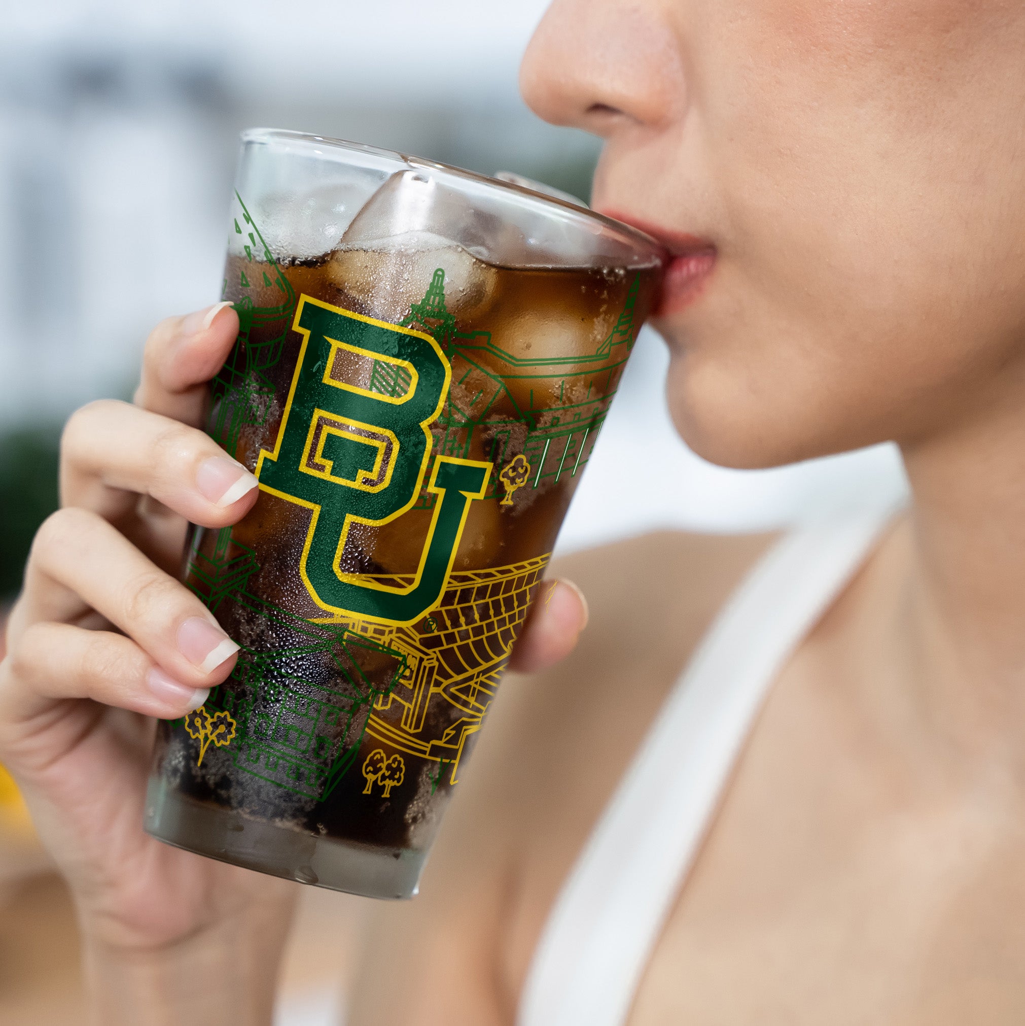 Set of 2 Baylor Bears Campus Line Art 16oz Pints