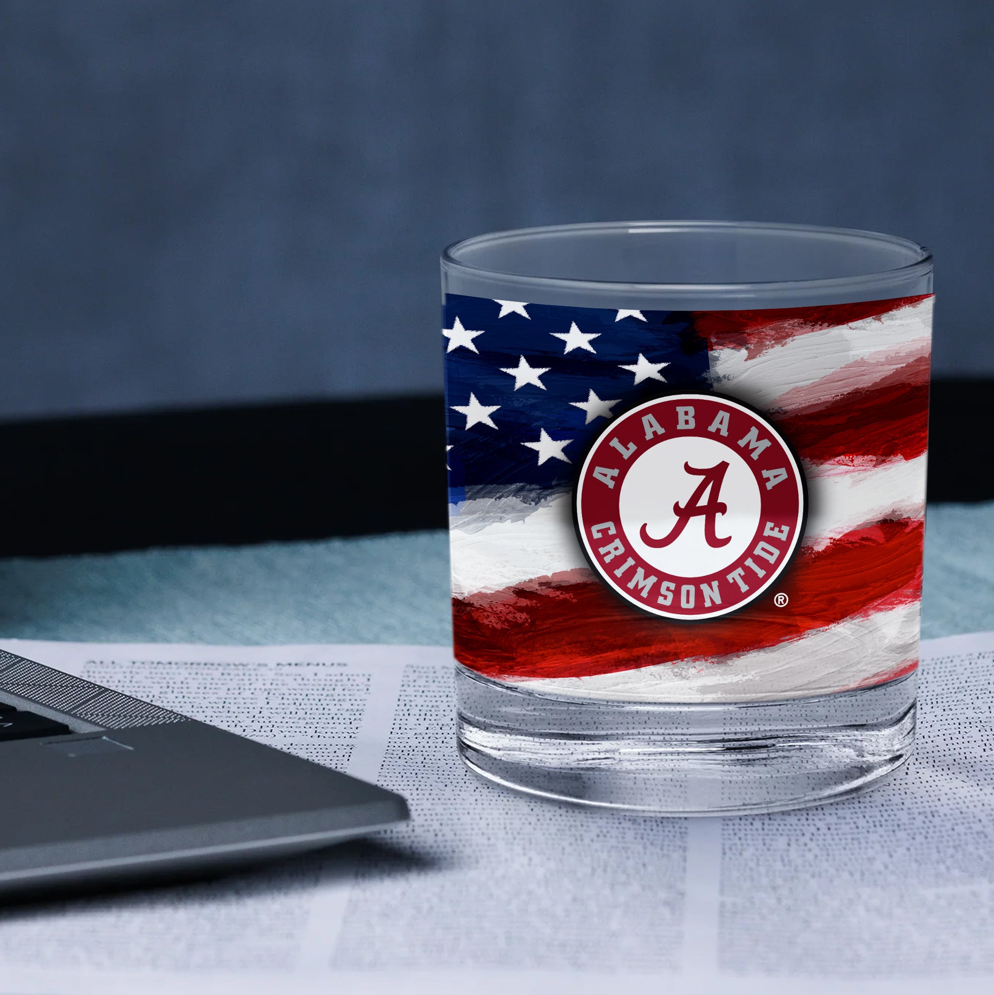 Set of 2 Alabama Crimson Tide 14oz Americana Rocks Glasses
