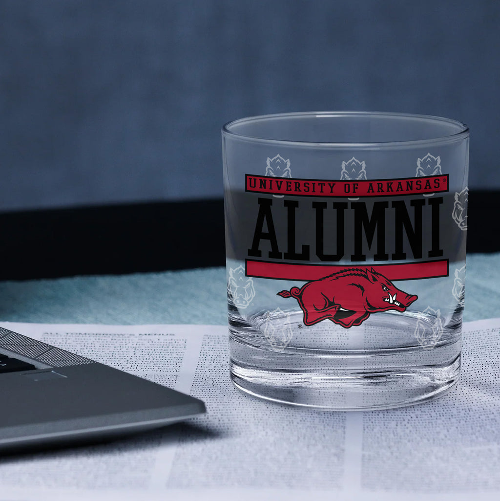 Set of 2 Arkansas Razorbacks 14oz Alumni Rocks Glasses