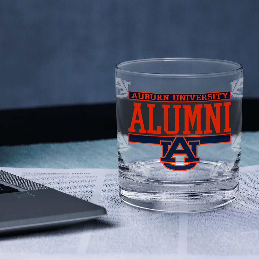 Set of 2 Auburn Tigers 14oz Alumni Rocks Glasses