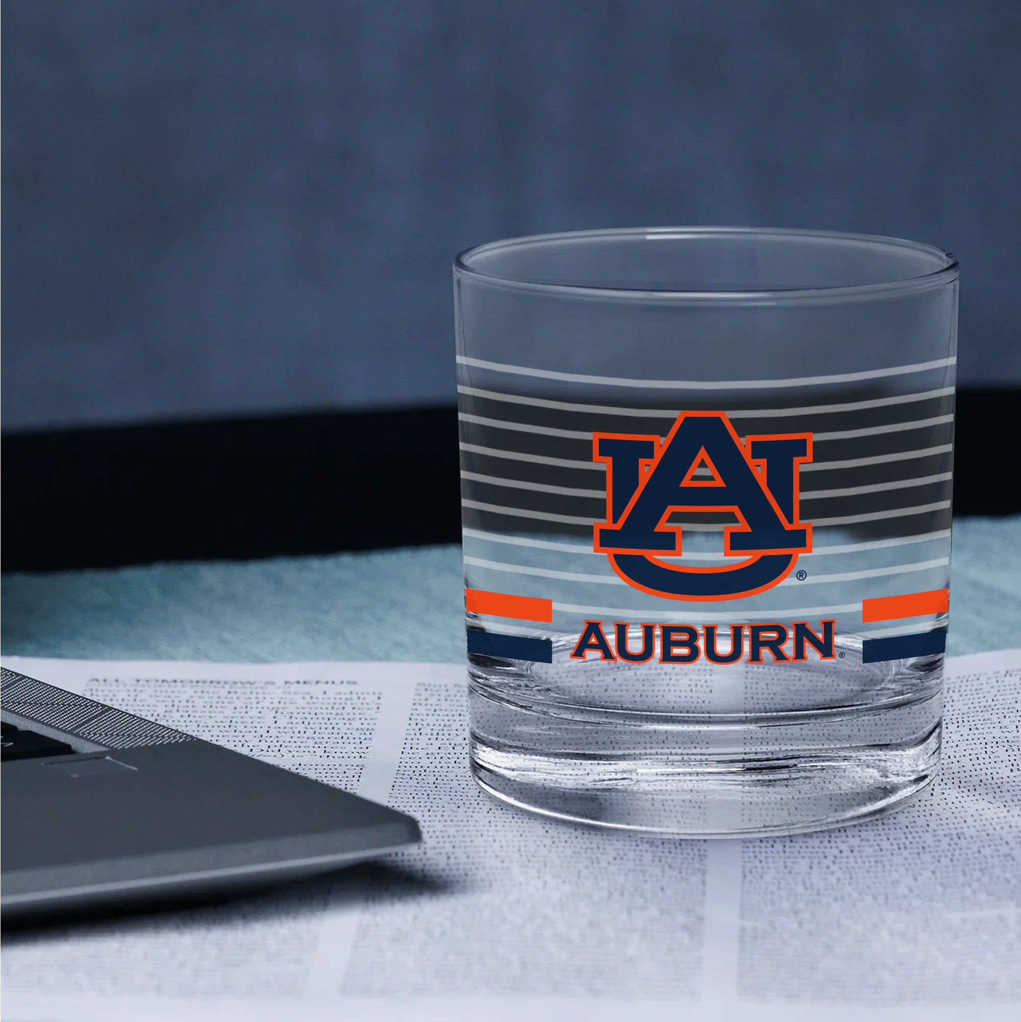Set of 2 Auburn Tigers 14oz Ring Rocks Glasses