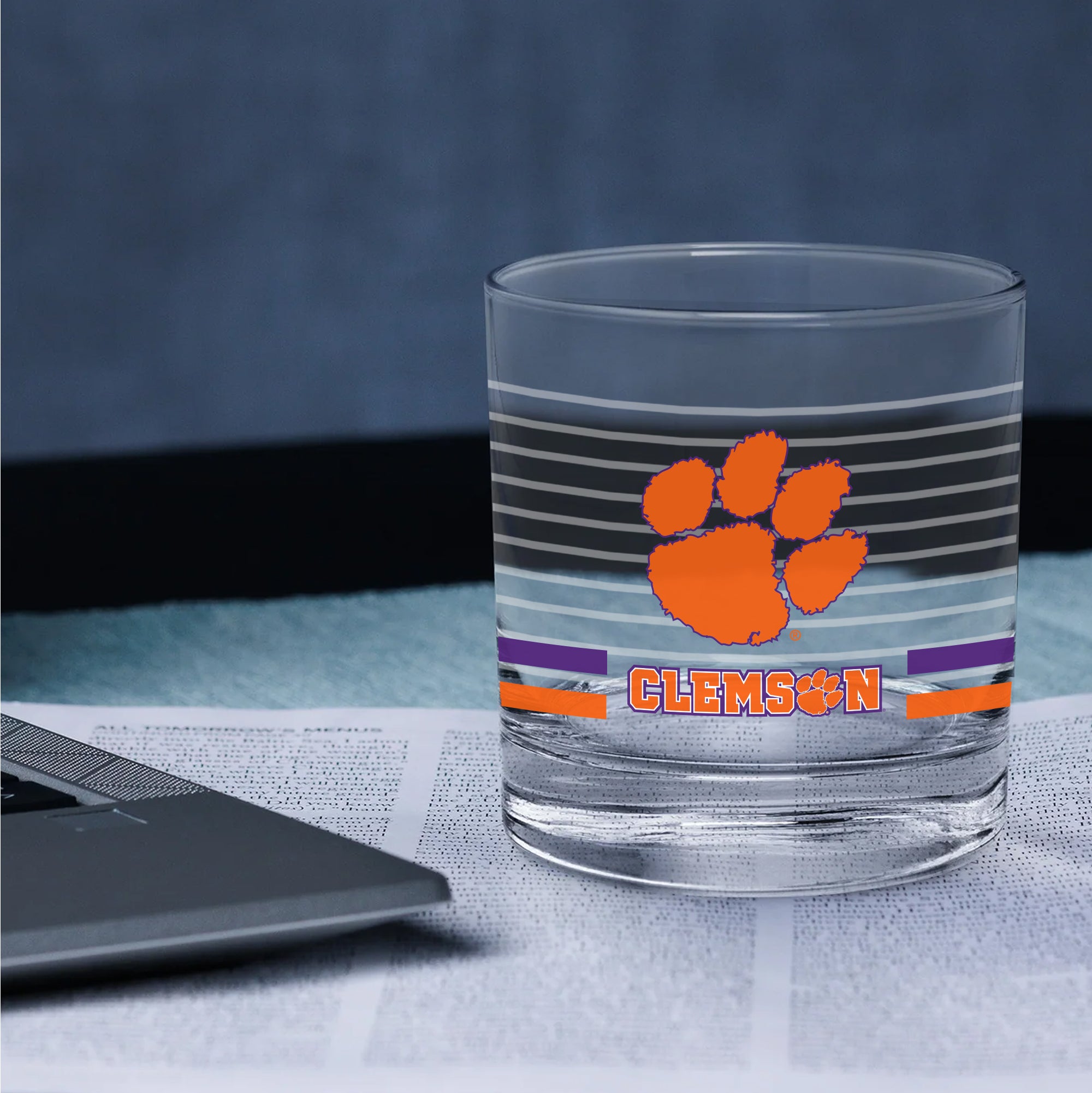 Set of 2 Clemson Tigers 14oz Ring Rocks Glasses