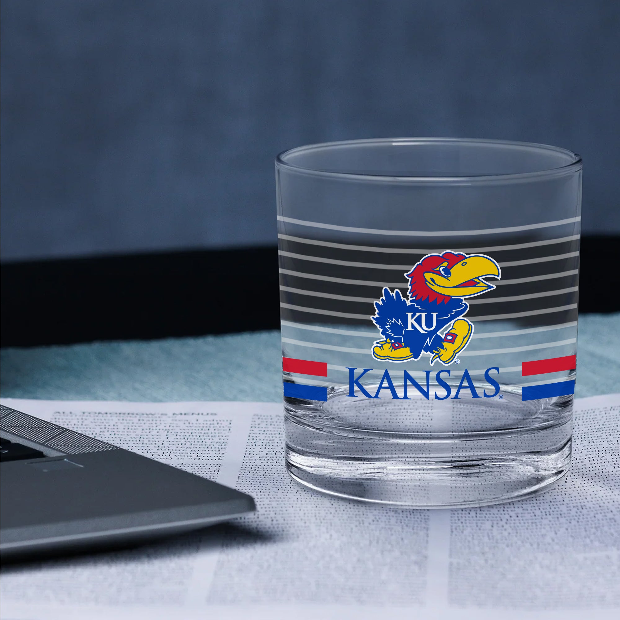 Set of 2 Kansas Jayhawks 14oz Ring Rocks Glasses