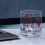 Set of 2 Kansas Jayhawks Basketball Sketch 14oz Rocks Glasses
