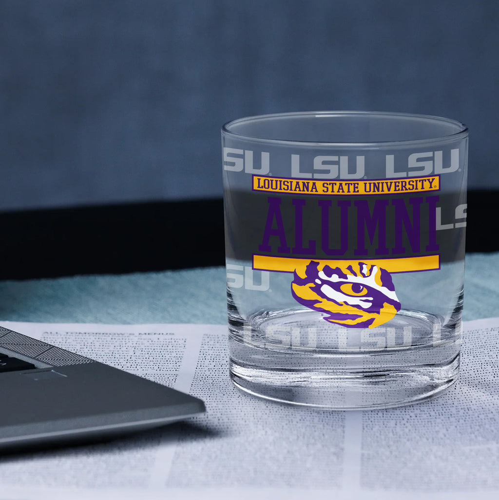Set of 2 LSU Tigers 14oz Alumni Rocks Glasses