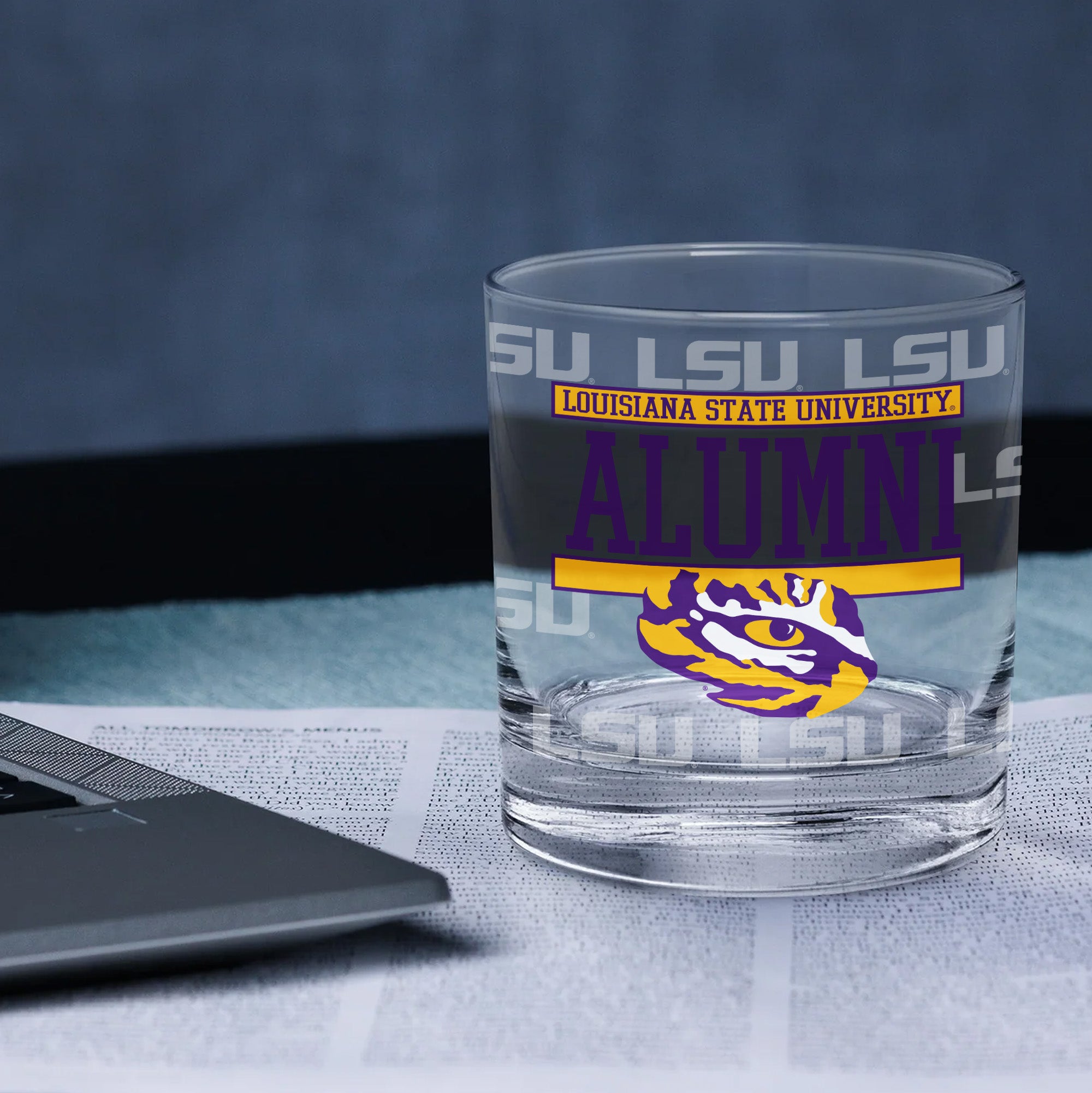 Set of 2 LSU Tigers 14oz Alumni Rocks Glasses