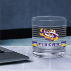 Set of 2 LSU Tigers 14oz Ring Rocks Glasses