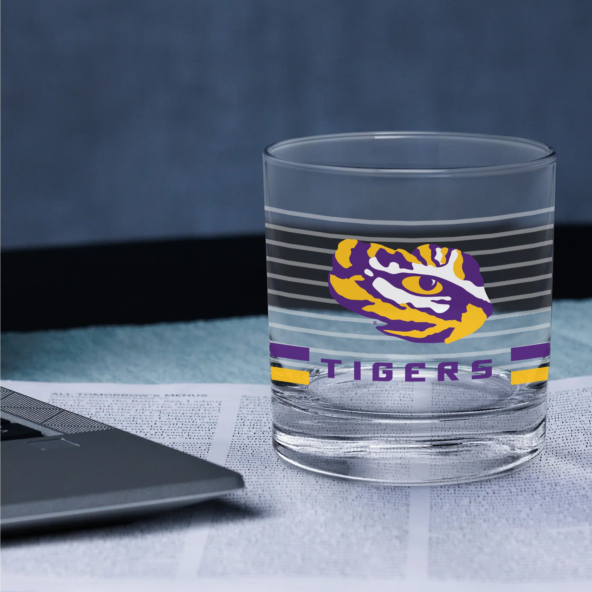 Set of 2 LSU Tigers 14oz Ring Rocks Glasses