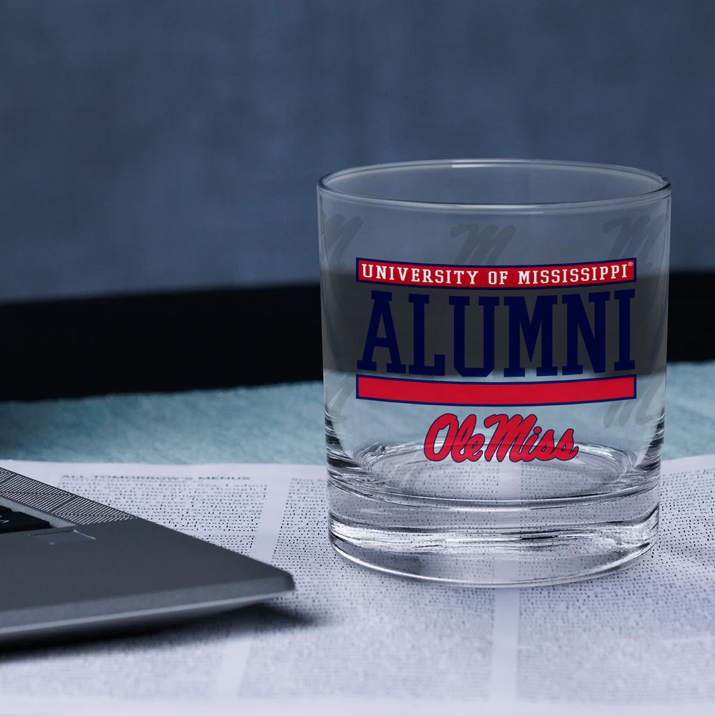Set of 2 Ole Miss Rebels 14oz Alumni Rocks Glasses
