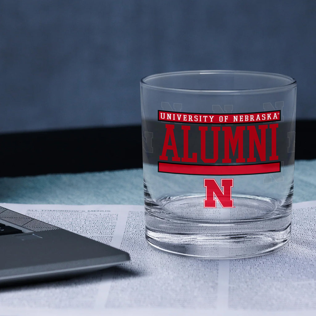 Set of 2 Nebraska Cornhuskers 14oz Alumni Rocks Glasses