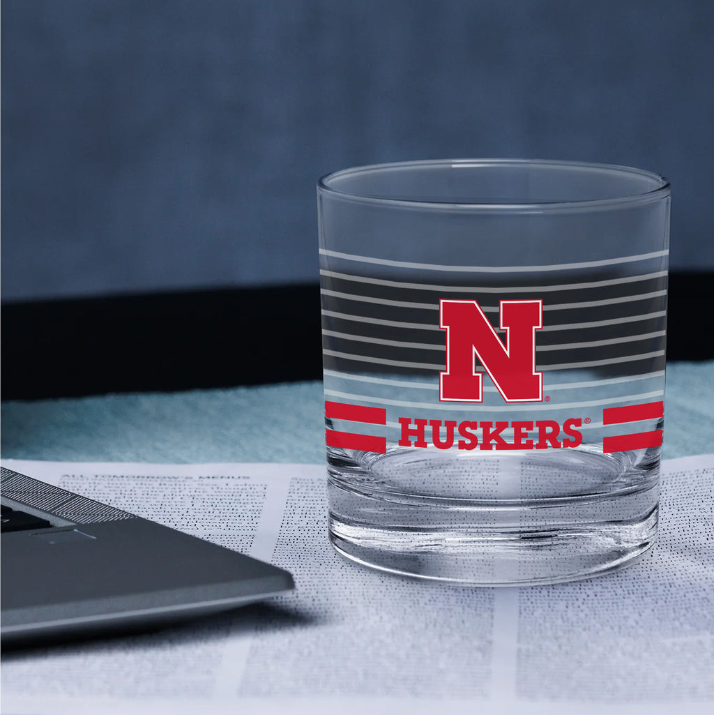 Set of 2 Nebraska Cornhuskers 14oz Ring Rocks Glasses