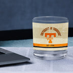 Tennessee Volunteers Set of 2 College Vault Tan Retro 14oz Rocks Glasses