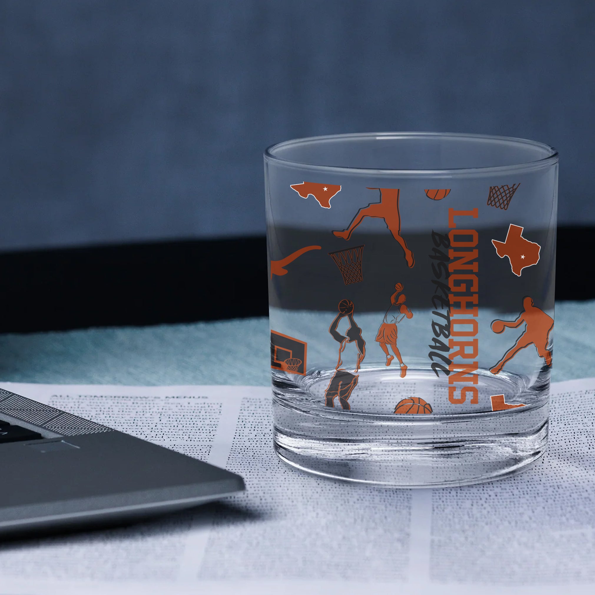 Set of 2 Texas Longhorns Sketch 14oz Rocks Glasses