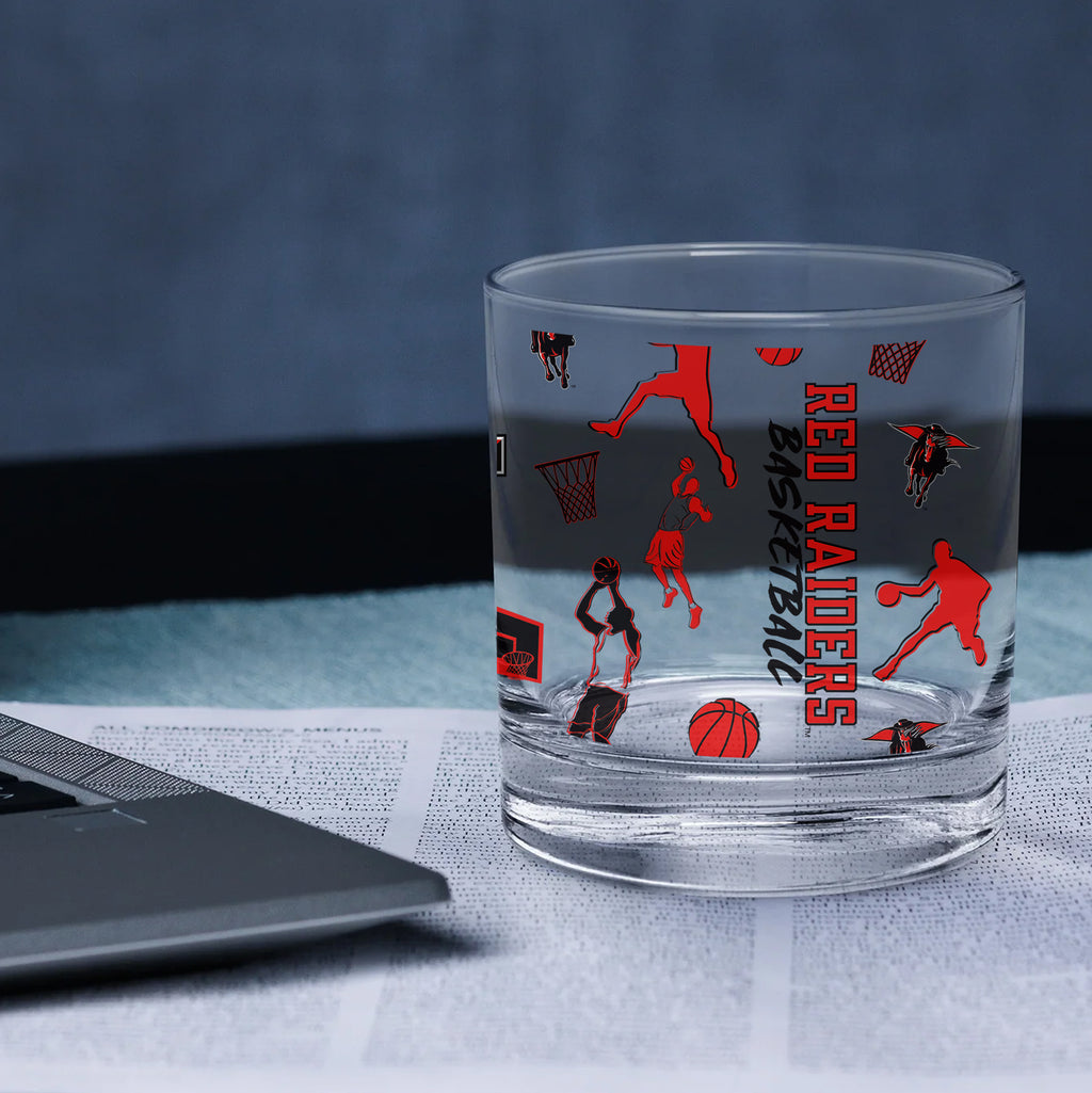 Set of 2 Texas Tech Red Raiders Sketch 14oz Rocks Glasses