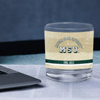 Michigan State Spartans Set of 2 College Vault Tan Retro 14oz Rocks Glasses