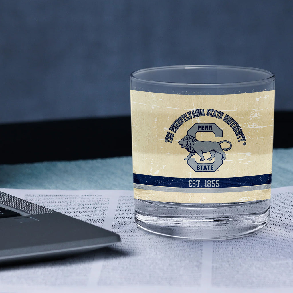Penn State Nittany Lions Set of 2 College Vault Tan Retro 14oz Rocks Glasses