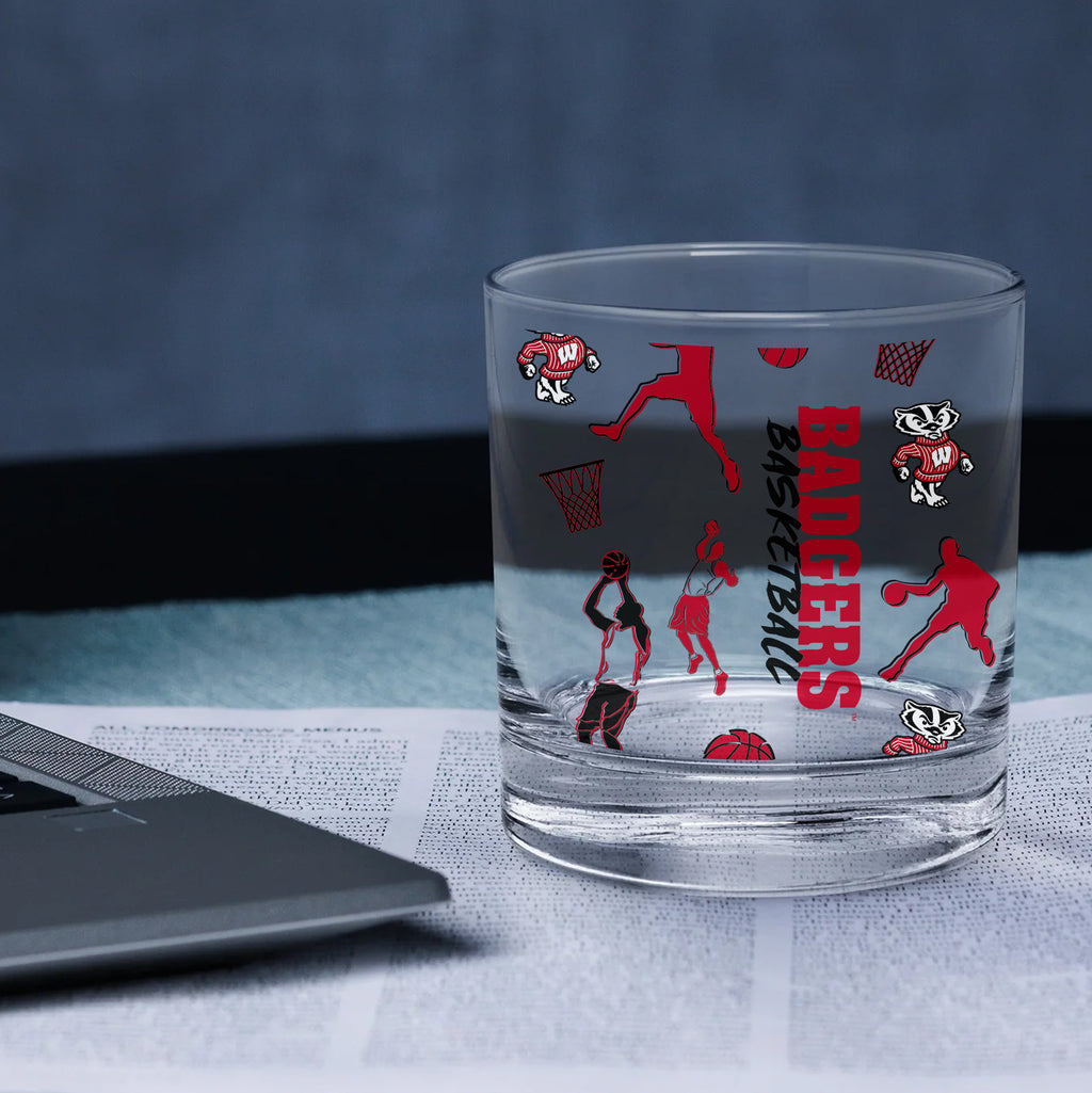 Set of 2 Wisconsin Badgers Sketch 14oz Rocks Glasses