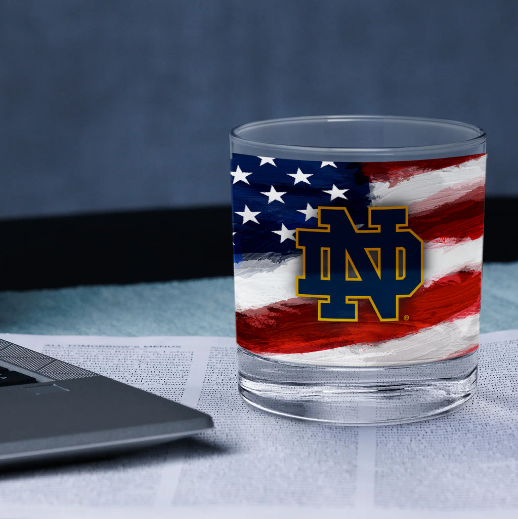 Set of 2 Notre Dame Fighting Irish 14oz Americana Rocks Glasses