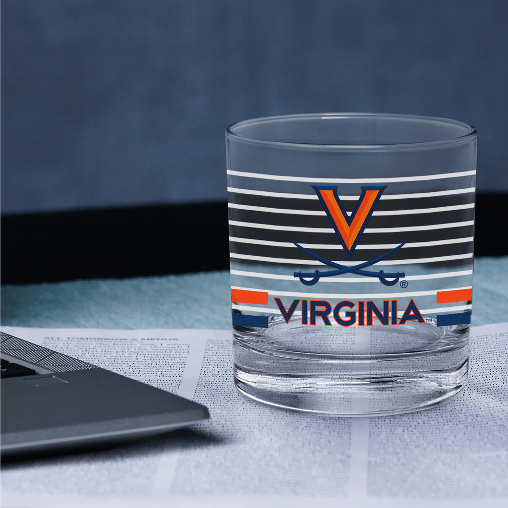 Set of 2 Virginia Cavaliers 14oz Ring Rocks Glasses