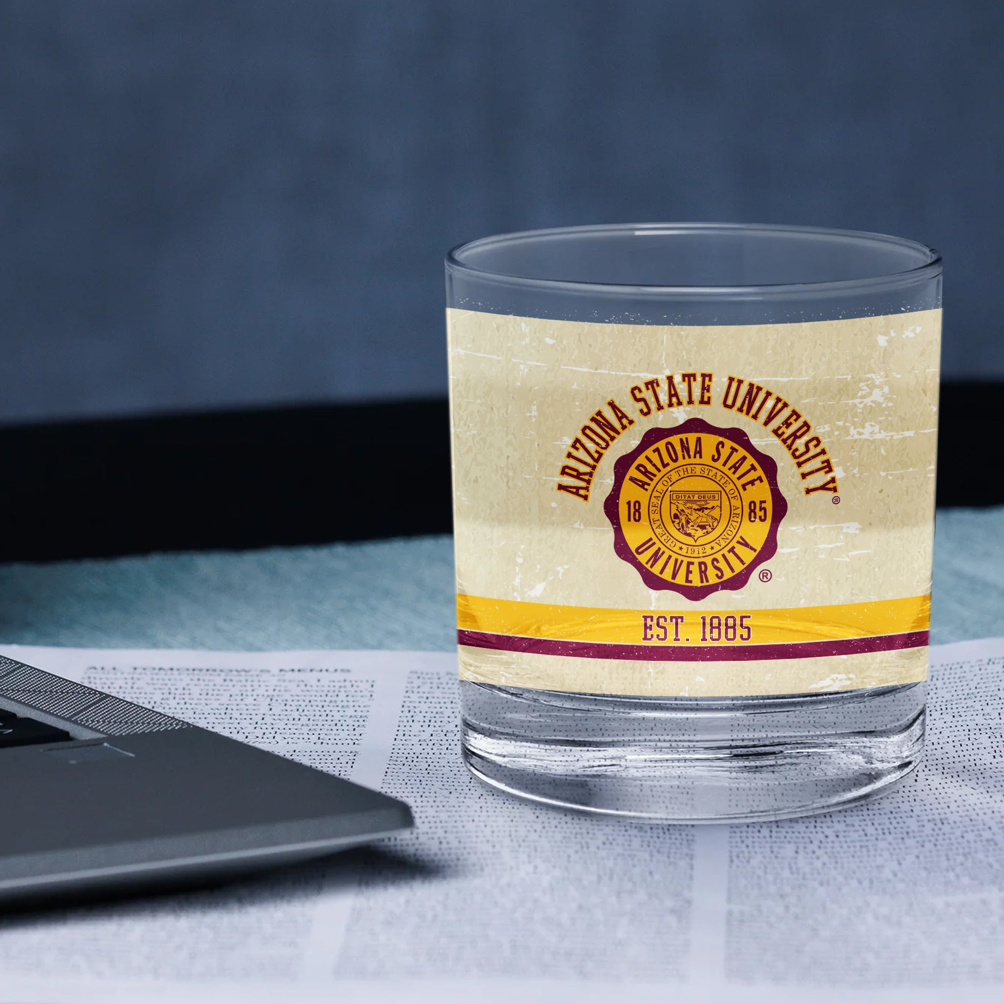 Arizona State Sun Devils Set of 2 College Vault Tan Retro 14oz Rocks Glasses