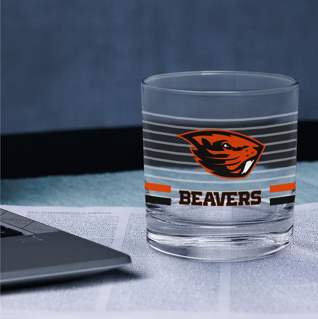 Set of 2 Oregon State Beavers 14oz Ring Rocks Glasses