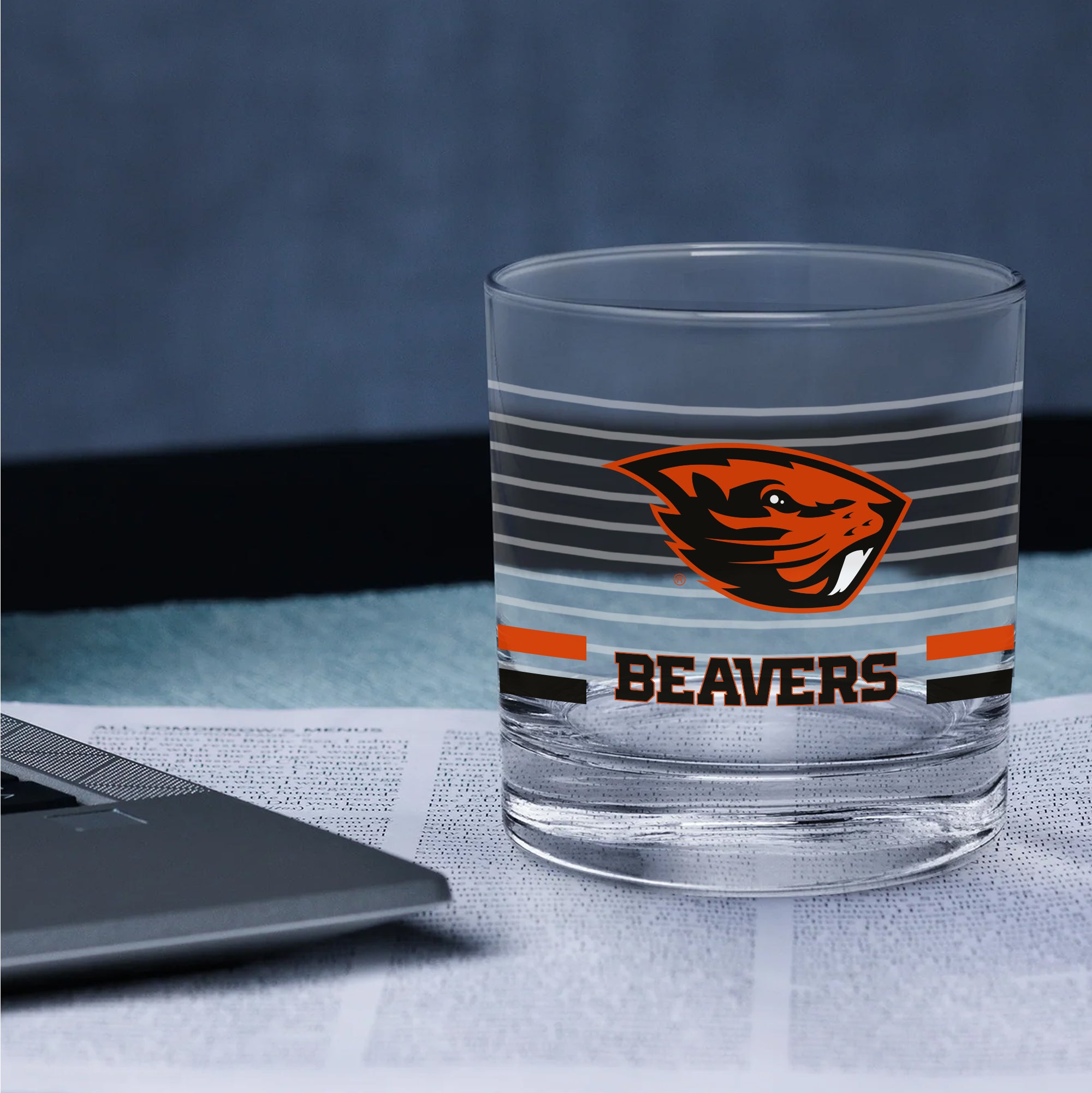Set of 2 Oregon State Beavers 14oz Ring Rocks Glasses