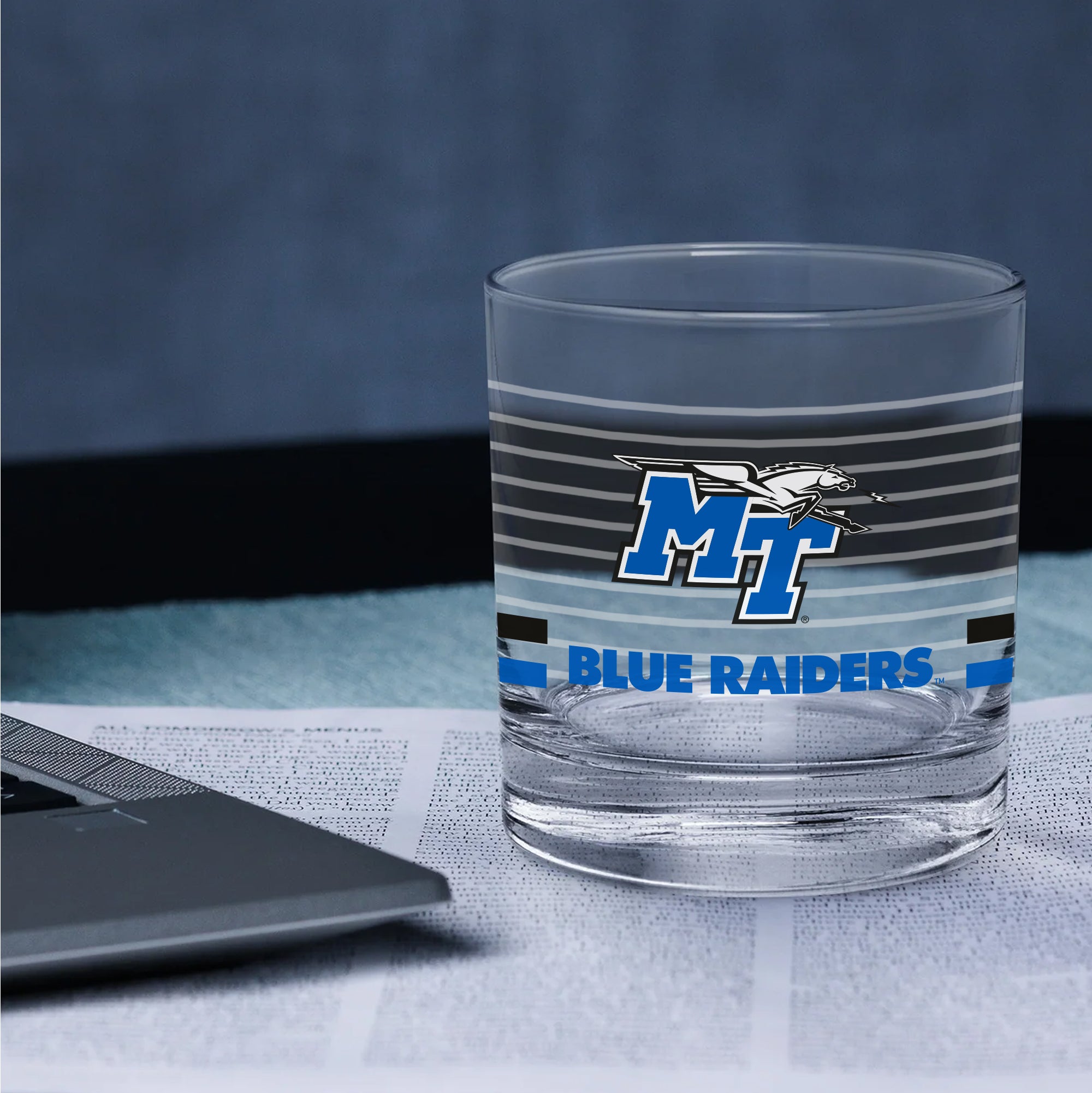 Set of 2 Middle Tennessee Blue Raiders 14oz Ring Rocks Glasses