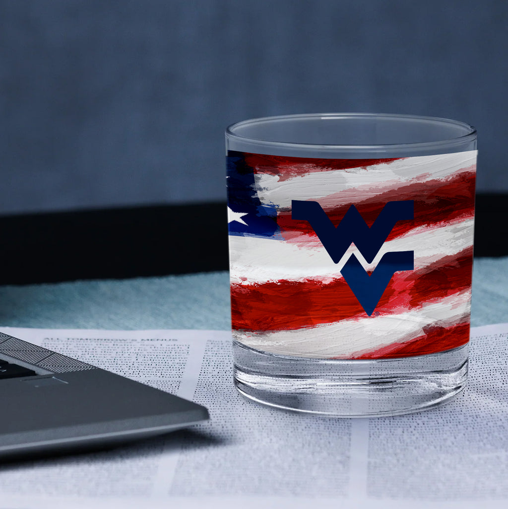 Set of 2 West Virginia Mountaineers 14oz Americana Rocks Glasses