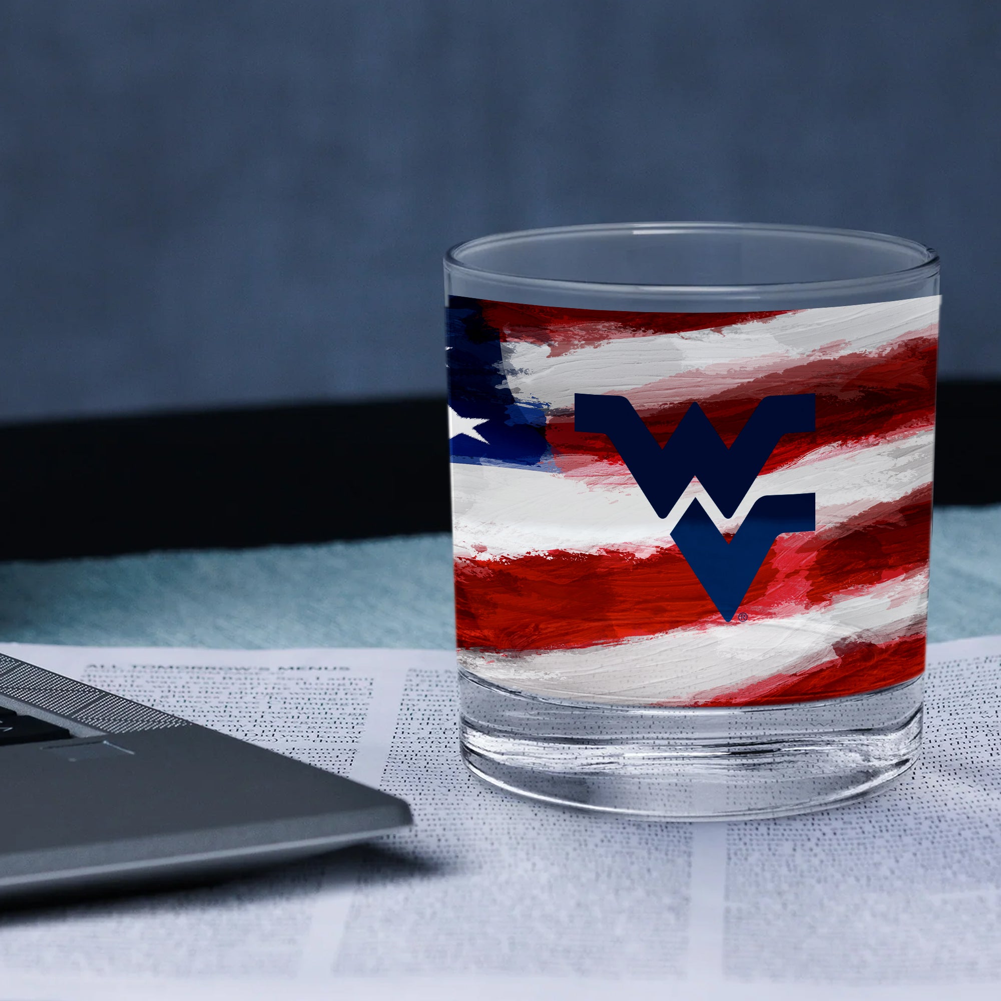Set of 2 West Virginia Mountaineers 14oz Americana Rocks Glasses
