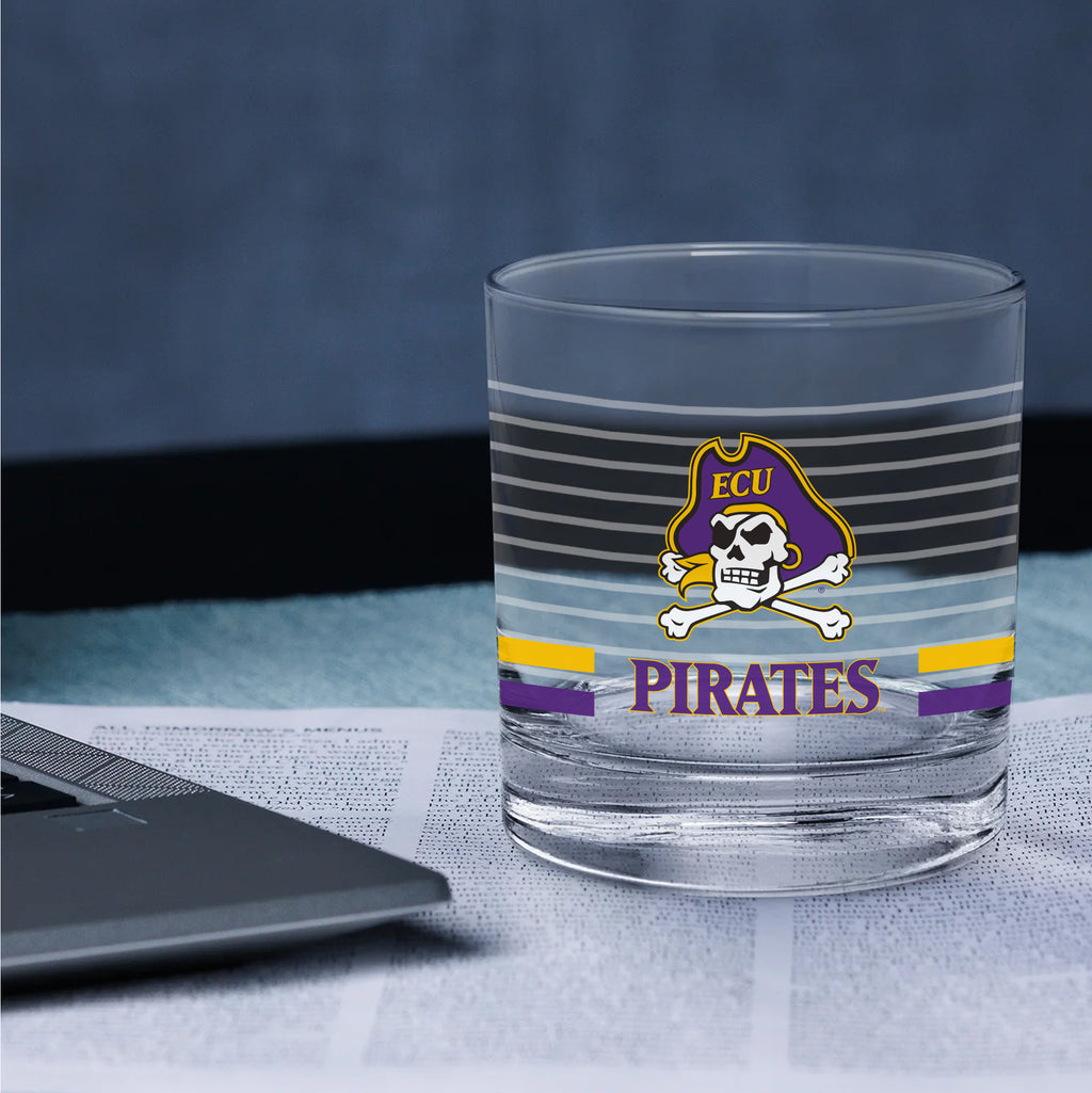 Set of 2 East Carolina Pirates 14oz Ring Rocks Glasses