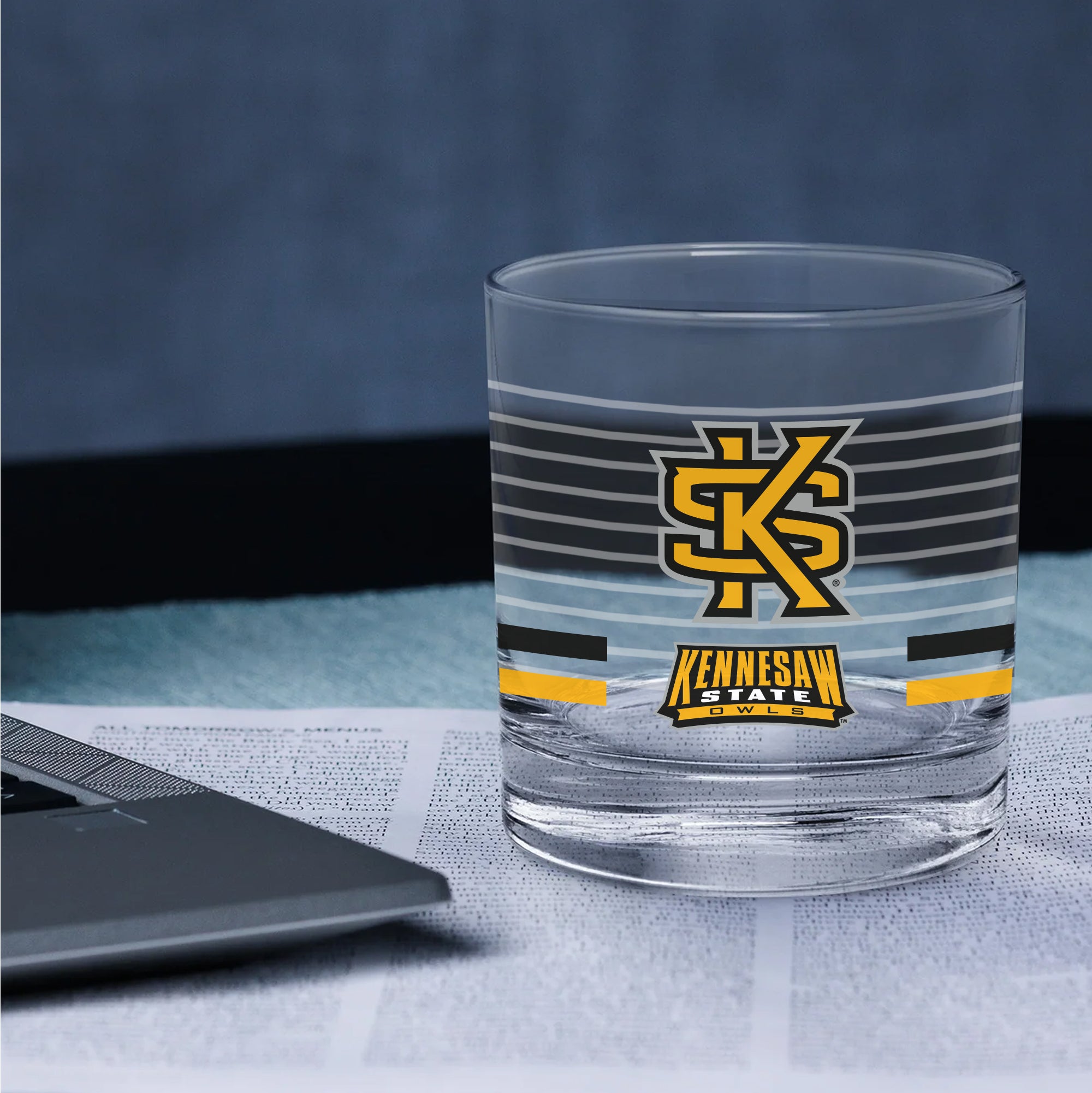 Set of 2 Kennesaw State Owls 14oz Ring Rocks Glasses