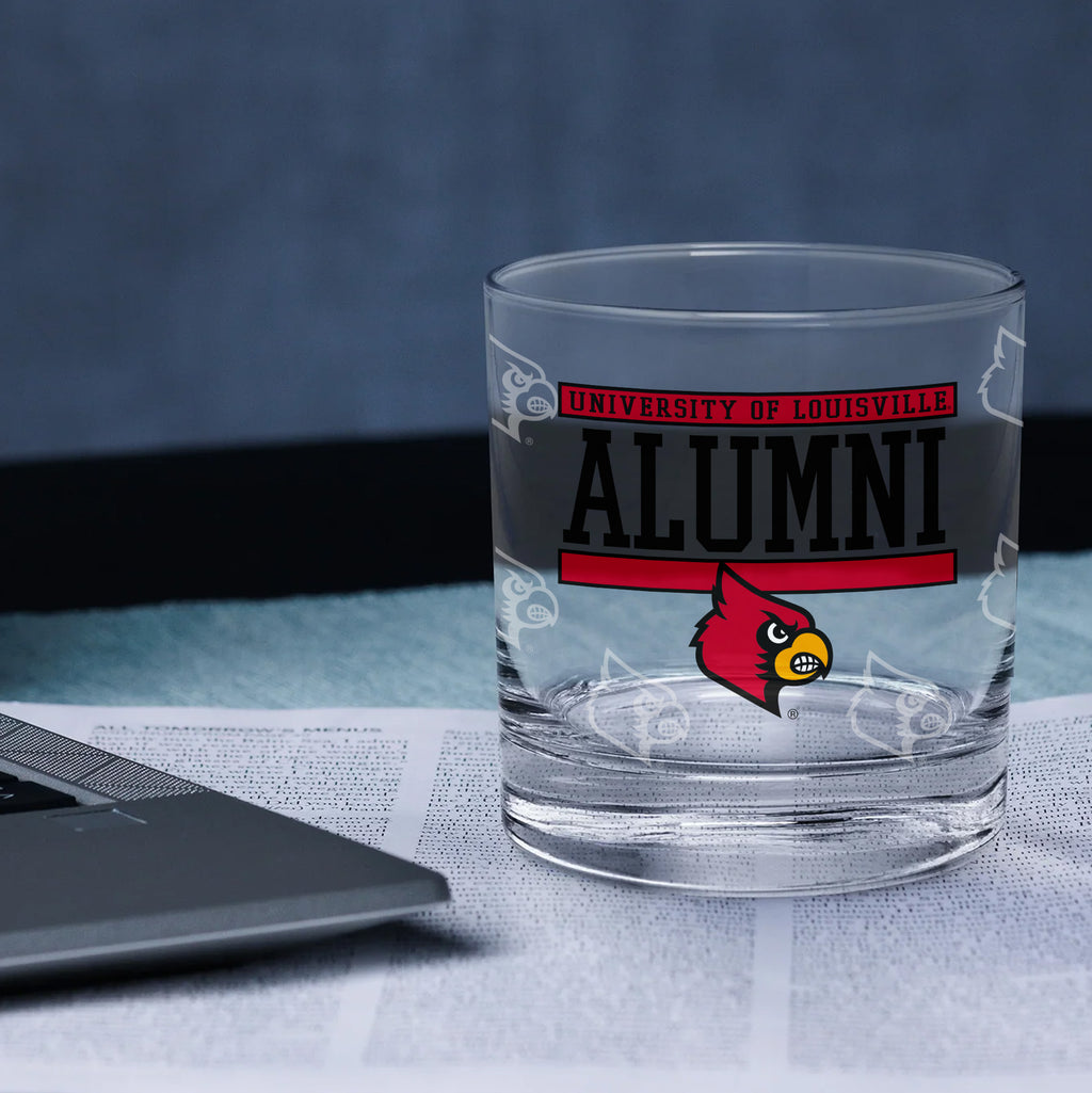 Set of 2 Louisville Cardinals 14oz Alumni Rocks Glasses